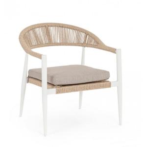 Ensemble de 2 fauteuils en aluminium blanc et fibre synthét…