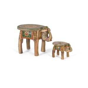 Ensemble de 2 figurines en bois de manguier sculpté et pein…