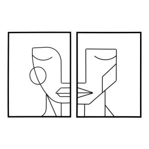 Ensemble de 2 panneaux décoratifs 3D visages en métal noir…