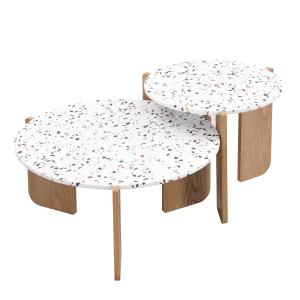 Ensemble de 2 tables basses gigognes blanches rondes pieds…