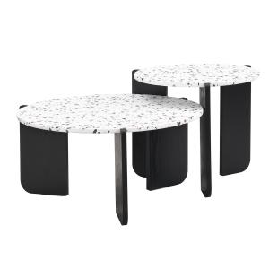 Ensemble de 2 tables basses gigognes moderne blanc et pieds…