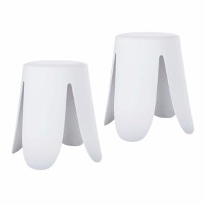Ensemble de 2 tabourets bas en polypropylène et similicuir…