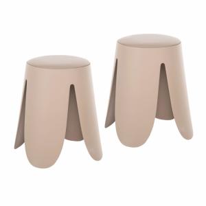 Ensemble de 2 tabourets bas en polypropylène et similicuir…