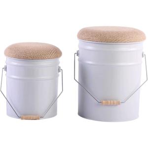 Ensemble de 2 tabourets buckets blanc