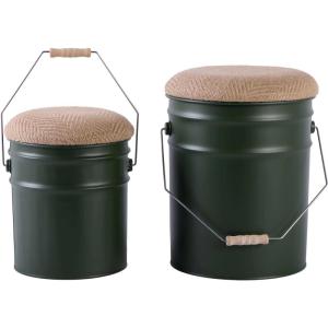 Ensemble de 2 tabourets buckets vert jungle