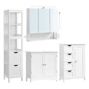 Ensemble de 4 armoire murale avec éclairage étagère réglabl…