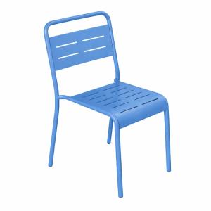 Ensemble de 4 chaises de jardin empilables bleues