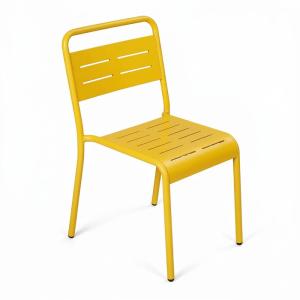 Ensemble de 4 chaises de jardin empilables jaunes