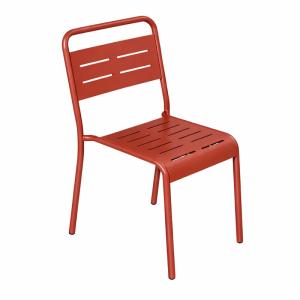 Ensemble de 4 chaises de jardin empilables terracotta