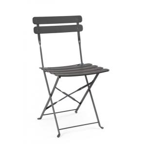Ensemble de 4 chaises en acier anthracite, pliantes