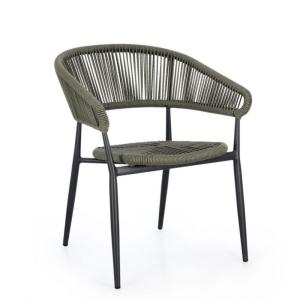 Ensemble de 4 chaises en aluminium anthracite et tissé vert
