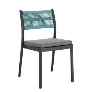 Ensemble de 4 chaises en polypropylène anthracite et corde…