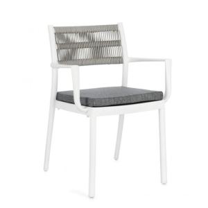 Ensemble de 4 chaises en polypropylène blanc et corde tress…