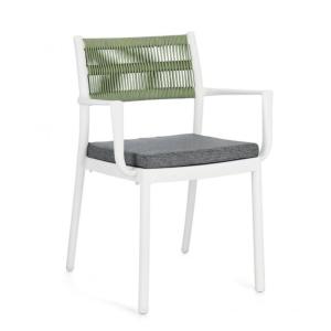 Ensemble de 4 chaises en polypropylène blanc et corde tress…