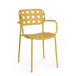 Ensemble de 4 chaises en polypropylène jaune et structure e…