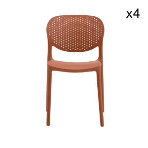 Ensemble de 4 chaises en polypropylène terre cuite, empilab…