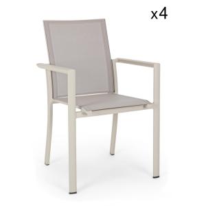 Ensemble de 4 chaises en textilène aluminium taupe