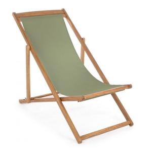 Ensemble de 4 chaises longues en bois d'acacia et tissu vert