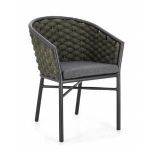 Ensemble de 4 fauteuils en aluminium anthracite et corde tr…