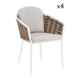 Ensemble de 4 fauteuils en aluminium blanc et fibre synthét…