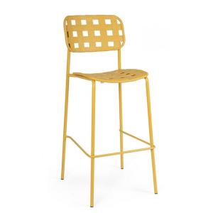 Ensemble de 4 tabourets en polypropylène jaune et structure…