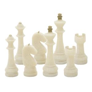 Ensemble de 8 pièces d'échecs en résine beige et dorée