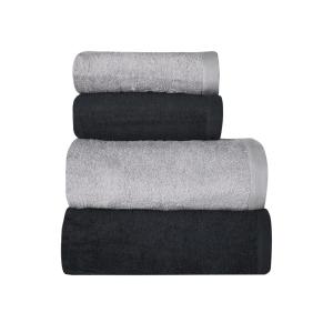 Ensemble de bain 4 pièces bicolores en coton Carbone/Gris P…