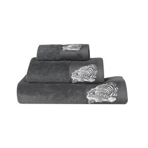 Ensemble de bain brodé 3 pièces en coton Anthracite