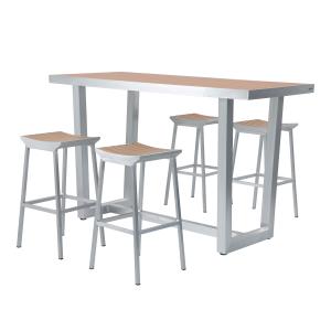 Ensemble de bar 5 pièces, 4 tabourets de bar en aluminium a…