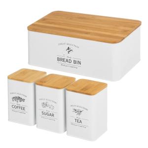 Ensemble de boites pour la cuisine blanc et bois