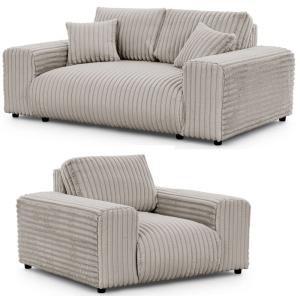 Ensemble de canapé 2 1 en velours côtelé gris clair
