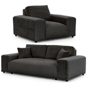 Ensemble de canapé 3 1 en velours côtelé gris foncé