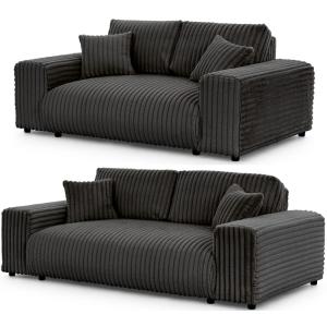 Ensemble de canapé 3 2 en velours côtelé gris foncé