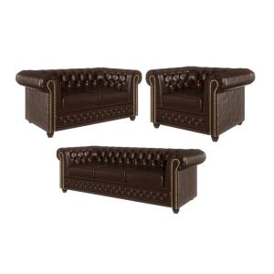 Ensemble de canapés Chesterfield 3 2 1 fonction lit, cuir v…