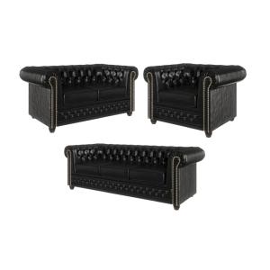 Ensemble de canapés Chesterfield 3 2 1 fonction lit, cuir v…