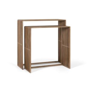 Ensemble de deux consoles en bois de teck recyclé