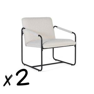 Ensemble de deux fauteuils tapissés de tissu beige et matel…