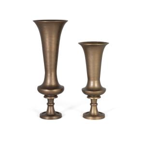 Ensemble de deux vases en aluminium avec finition bronze