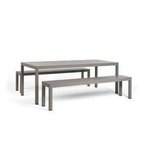 Ensemble de jardin Alu Métal gris 210x75x85 cm