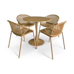 Ensemble de jardin et 4 fauteuils en polypropylène ocre
