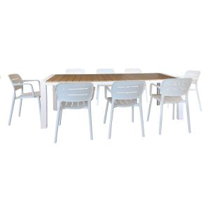 Ensemble de jardin table aluminium blanc et fauteuil 8 plac…