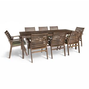 Ensemble de jardin table et 8 chaises en bois d'acacia vert
