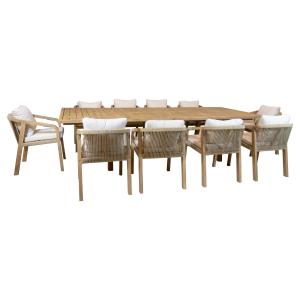 Ensemble de jardin table extensible en bois d'acacia 10 pla…