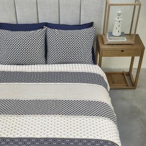 Ensemble de literie, bleu foncé, coton