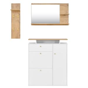 Ensemble de meuble d’entrée avec miroir, porte-manteau et b…