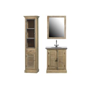 Ensemble de meuble simple vasque en bois avec miroir et col…