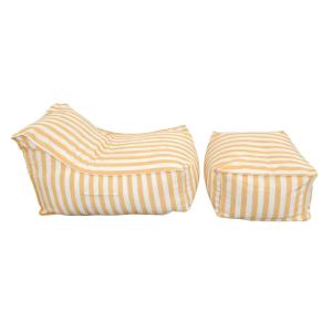 Ensemble de poufs exterieur rayés jaune déperlant