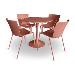 Ensemble de repas table et 4 fauteuils en polypropylène bri…