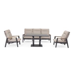 Ensemble de salon avec table réglable en aluminium anthraci…