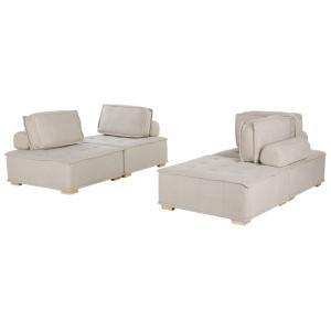 Ensemble de salon modulable 4 places tissu beige clair